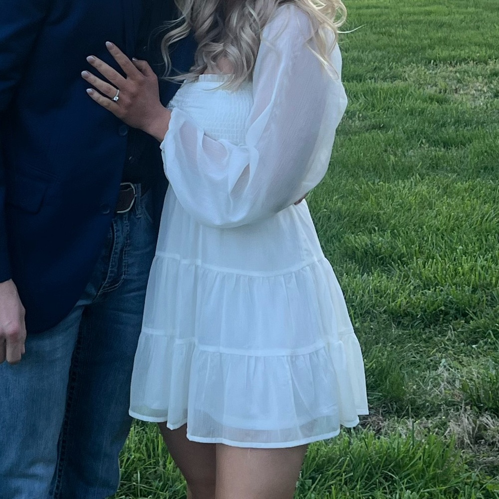 Altar'd State White Smocked Bodice Mini Dress